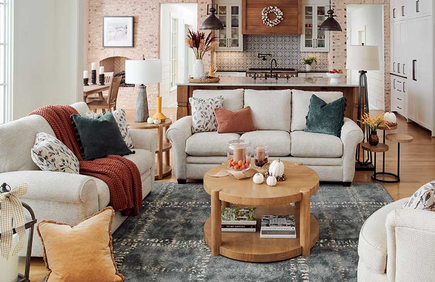 Living room with fall colors